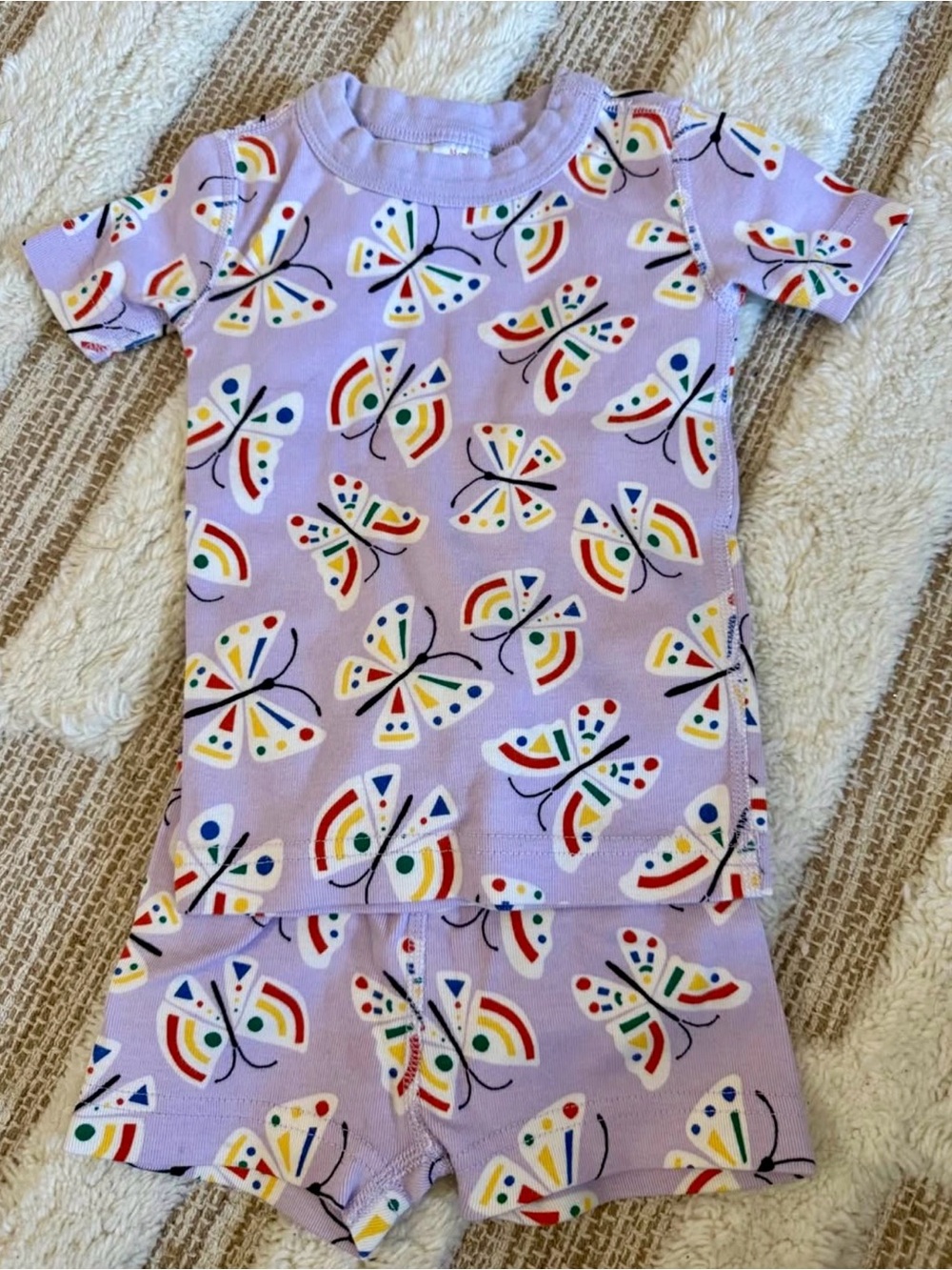 Hanna Anderson Lilac Butterfly & Rainbow Pajama Set